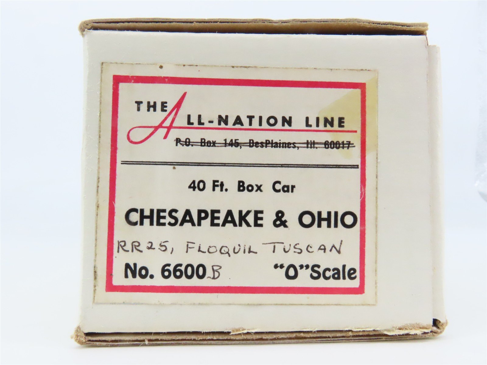 O Scale 2-Rail All-Nation 6600 C&O Chesapeake & Ohio 40' Steel Boxcar #4887 Kit