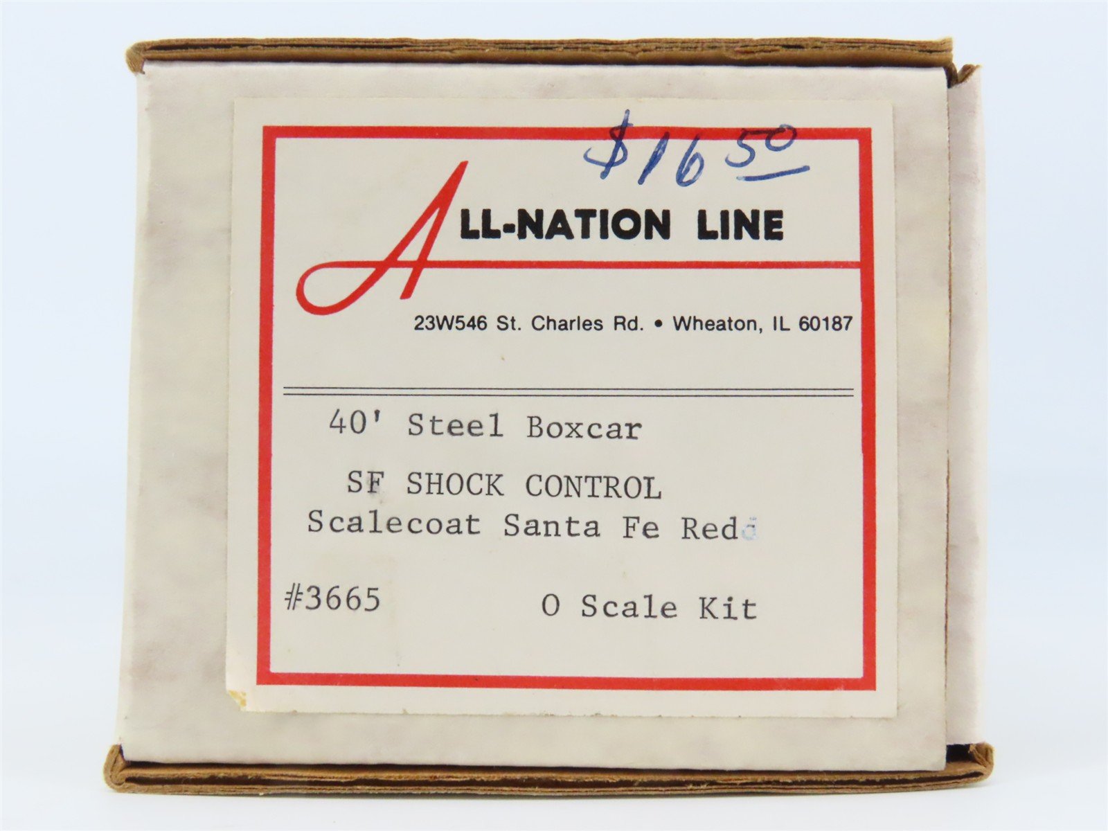O Scale 2-Rail All-Nation 3665 ATSF Santa Fe 40' Steel Boxcar #16934 Kit