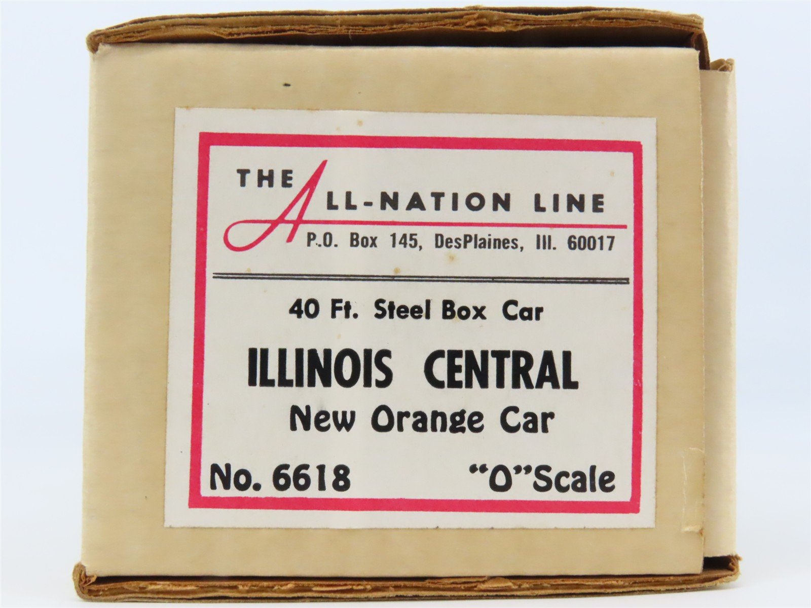 O Scale 2-Rail All-Nation 6618 IC Illinois Central 40' Steel Boxcar #120681 Kit