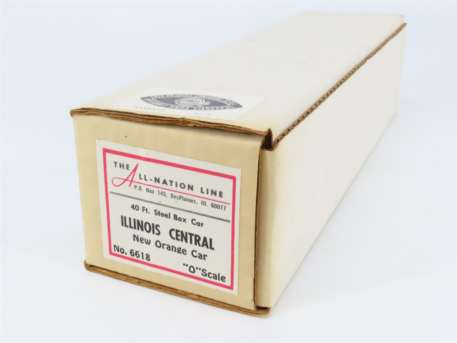 O Scale 2-Rail All-Nation 6618 IC Illinois Central 40' Steel Boxcar #120681 Kit