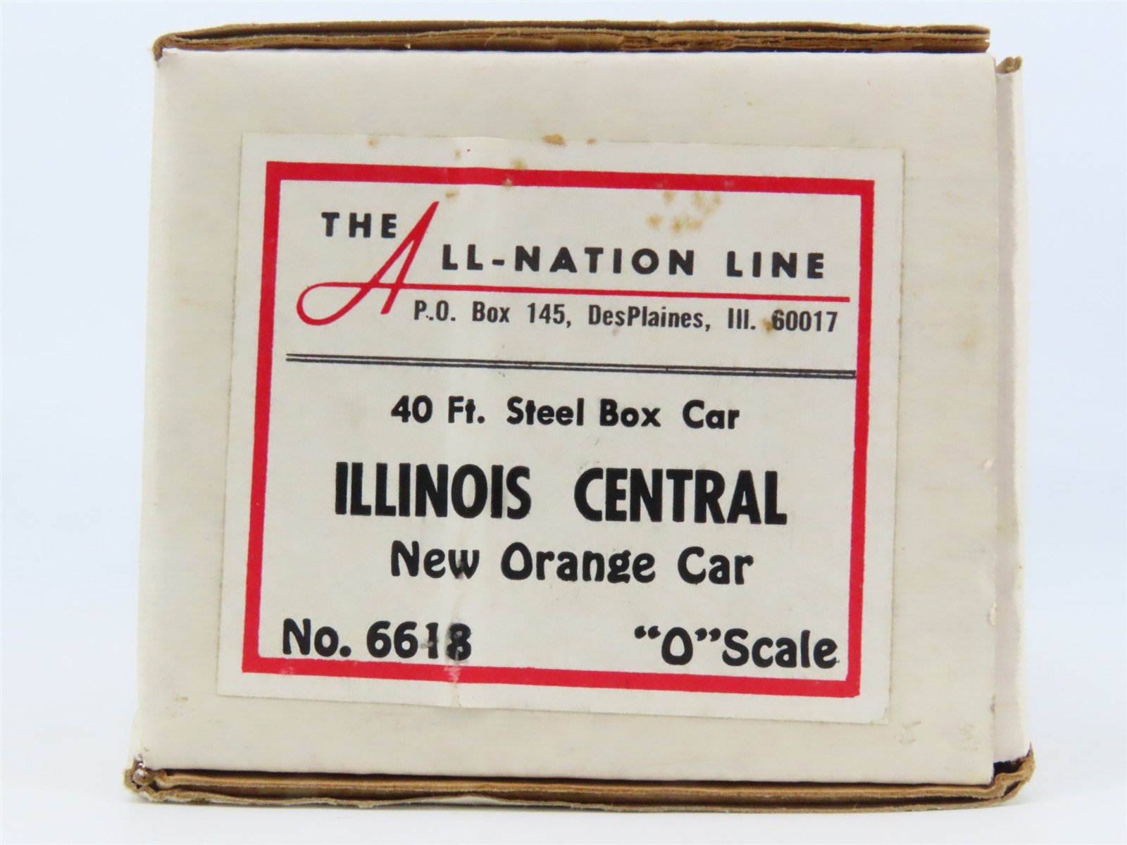 O Scale 2-Rail All-Nation 6618 IC Illinois Central 40' Steel Boxcar #120681 Kit
