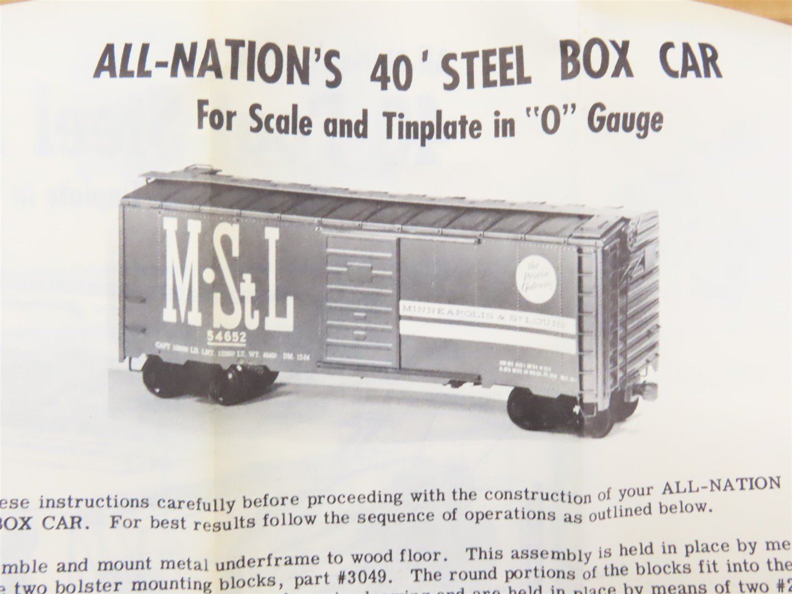O Scale 2-Rail All-Nation 6609 NKP Nickel Plate Road 40' Steel Boxcar #6251 Kit