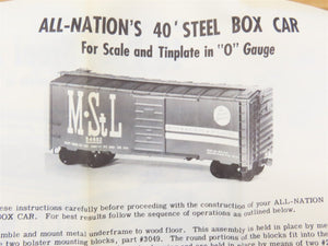 O Scale 2-Rail All-Nation 6609 NKP Nickel Plate Road 40' Steel Boxcar #6251 Kit