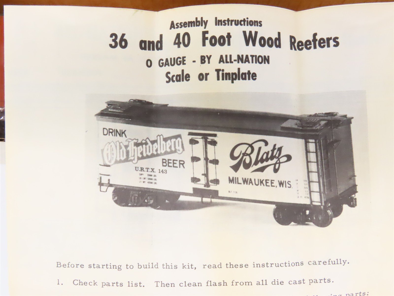 O 2-Rail All-Nation 3560 PFE Pacific Fruit UP/SP 40' Wood Reefer #20072 Kit