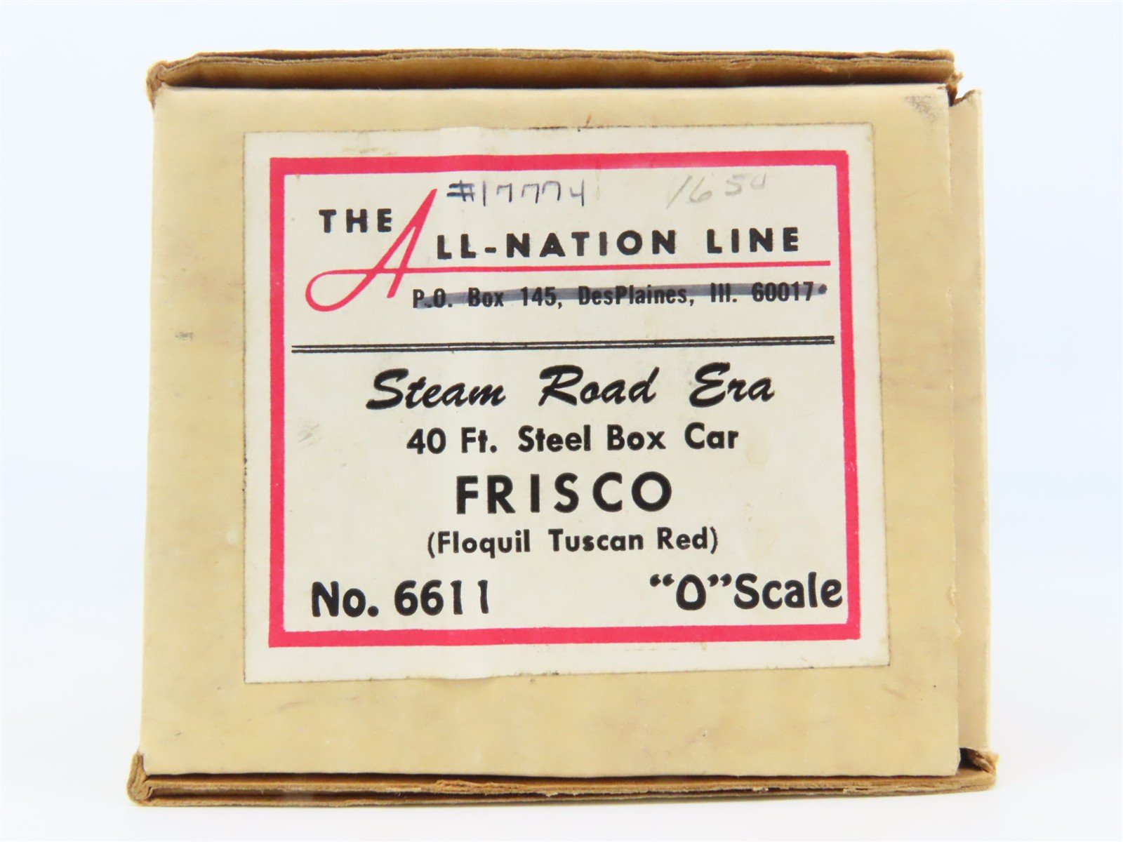 O Scale 2-Rail All-Nation 6611 SLSF Frisco 40' Steel Boxcar #17774 Kit