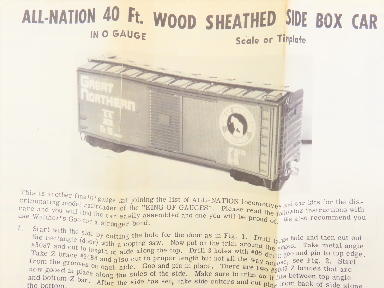 O Scale 2-Rail All-Nation 3702 NP Northern Pacific 40' Wood Boxcar #9936 Kit
