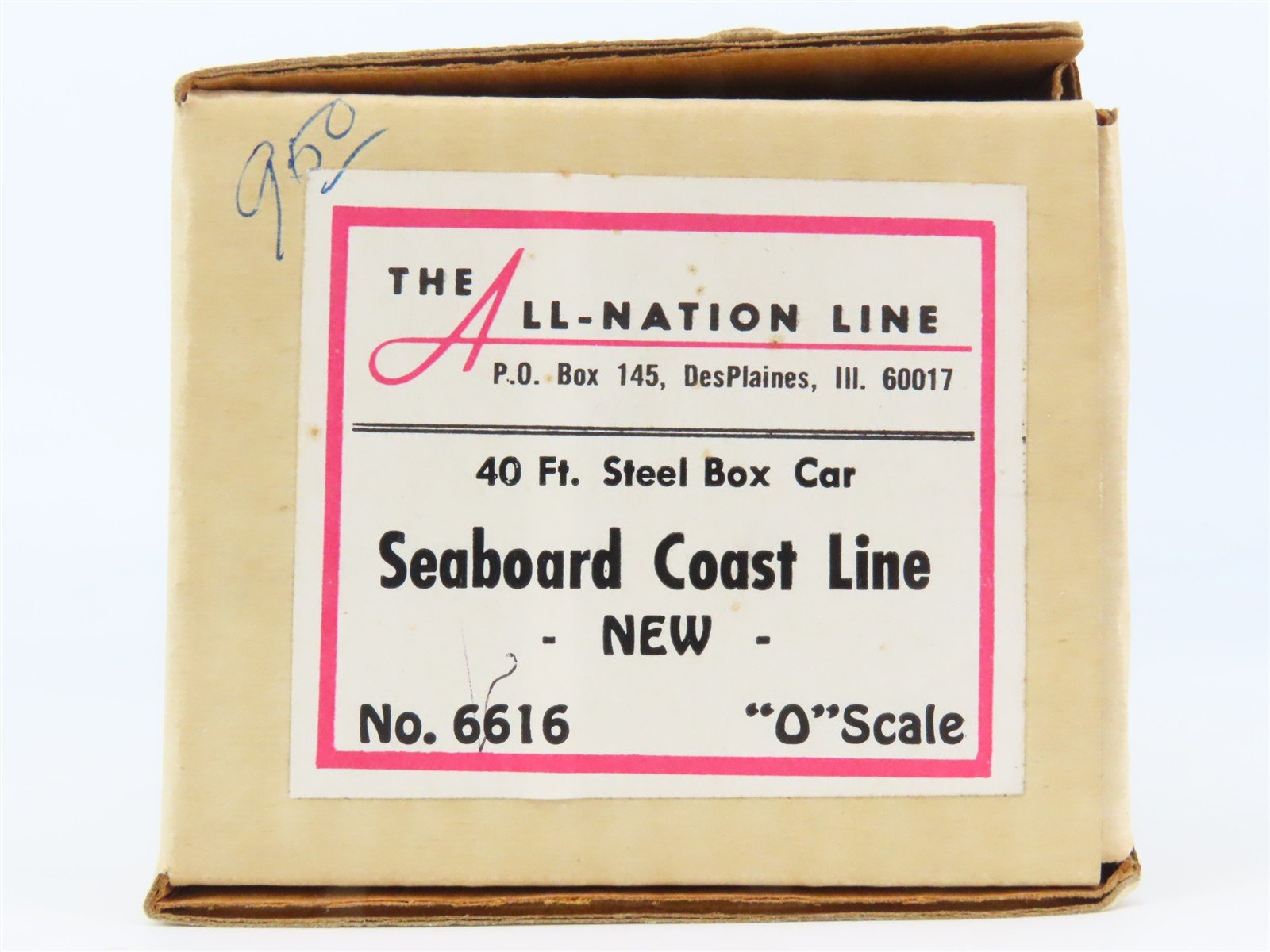 O 2-Rail All-Nation 6616 SCL Seaboard Coast Line 40' Steel Boxcar #824421 Kit