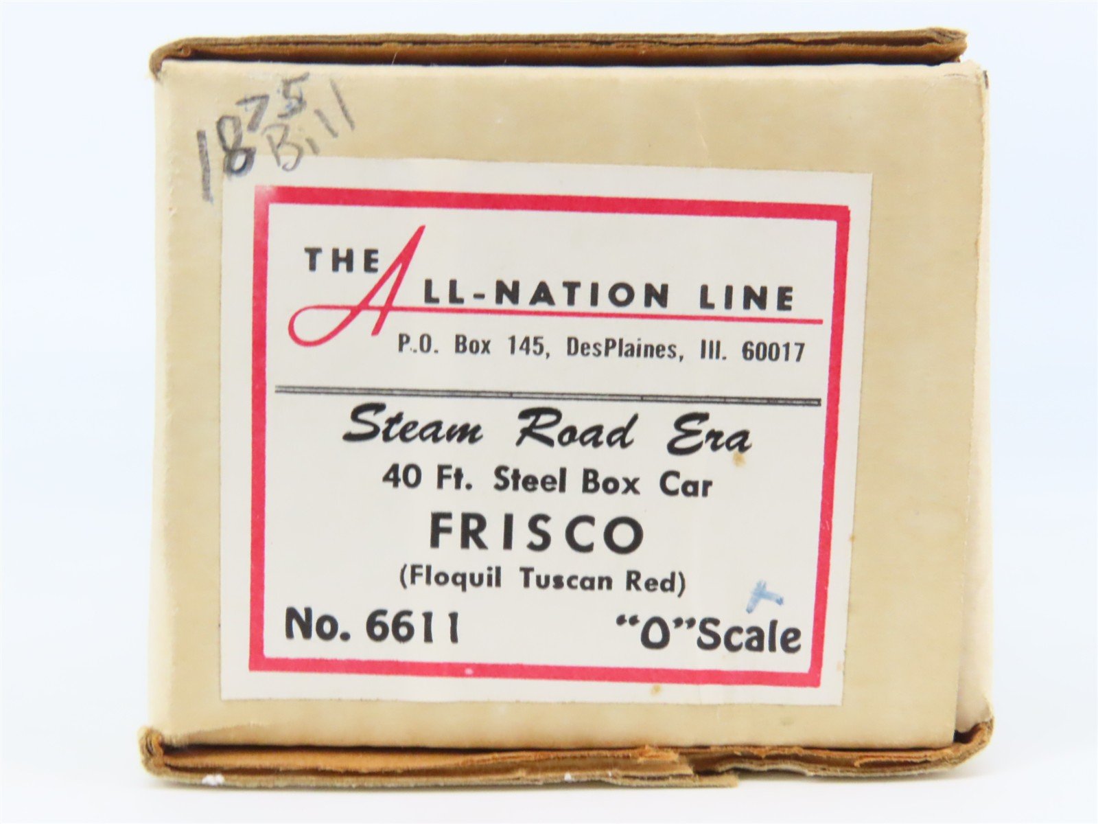 O 2-Rail All-Nation 6611 SLSF Frisco 40' Steel Boxcar #824421 Kit