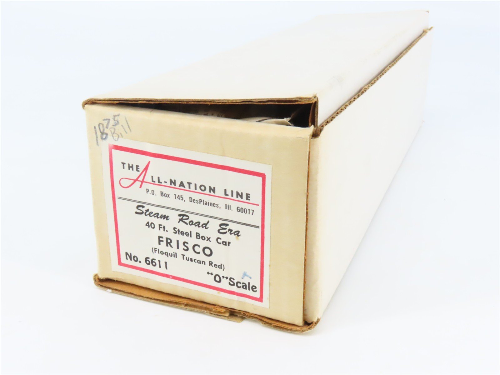 O 2-Rail All-Nation 6611 SLSF Frisco 40' Steel Boxcar #824421 Kit
