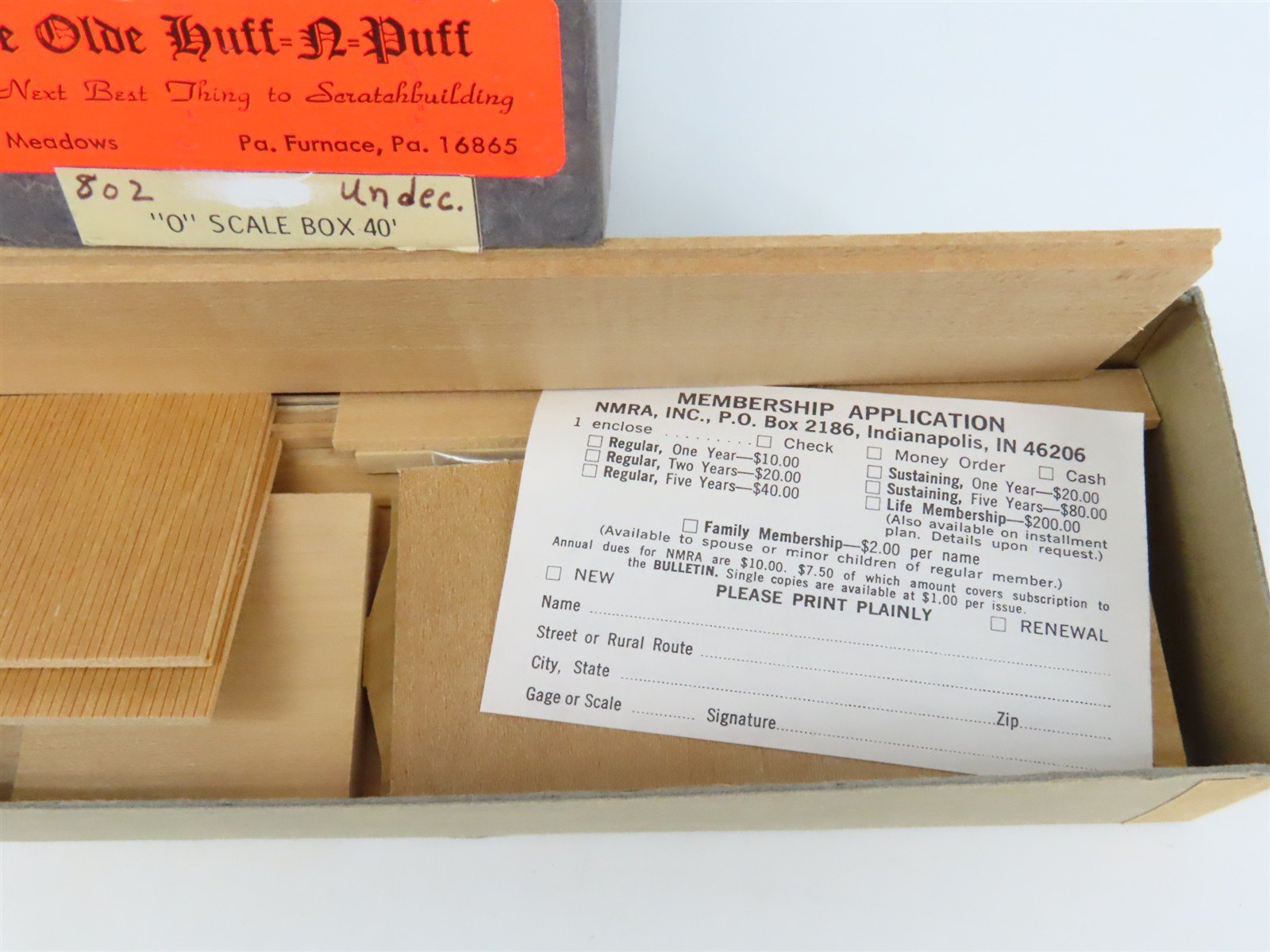 O Scale 2-Rail Ye Olde Huff-N-Puff 802 Undecorated 36' Wood Boxcar Kit