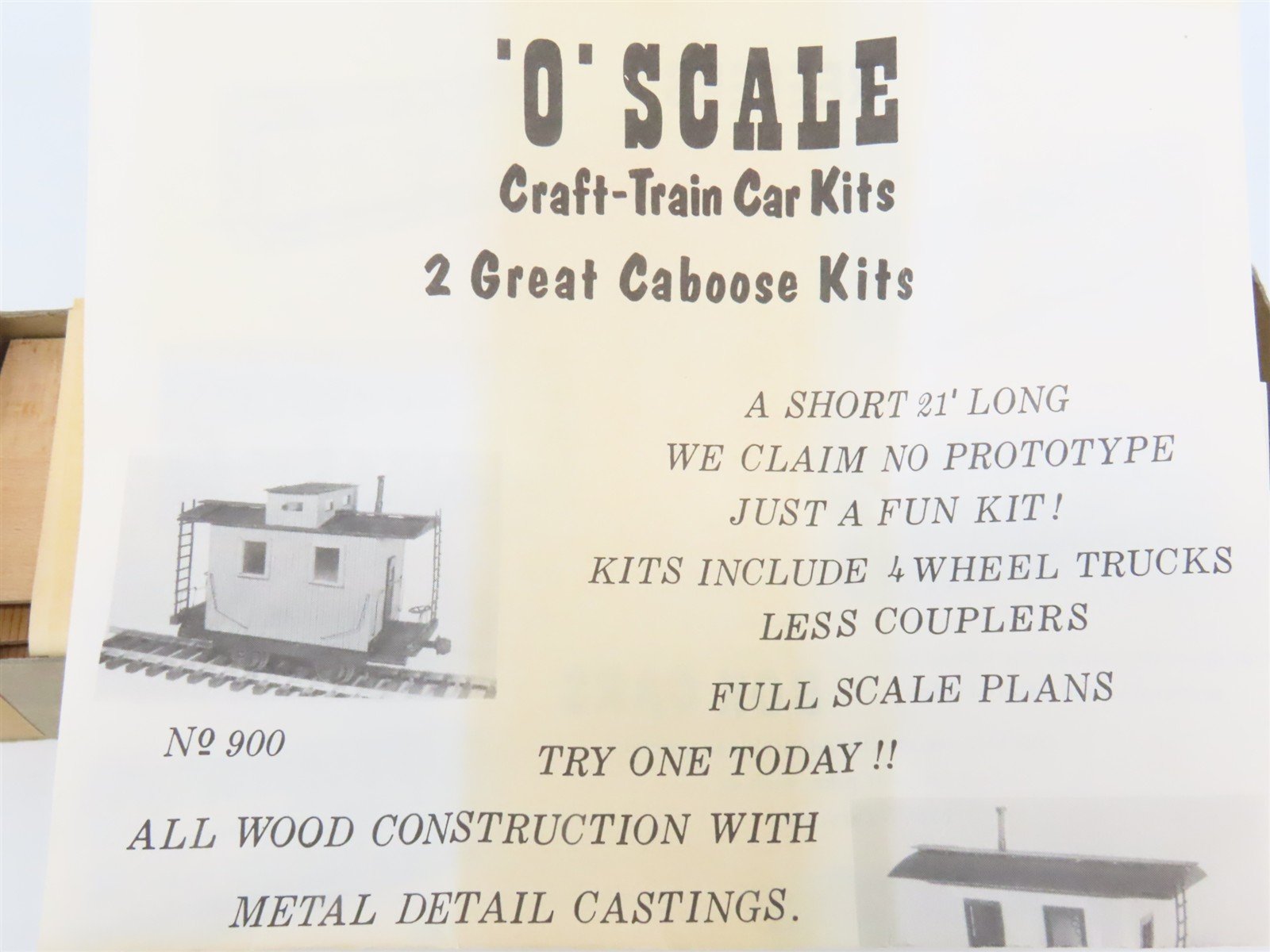 O Scale 2-Rail Ye Olde Huff-N-Puff 802 Undecorated 36' Wood Boxcar Kit