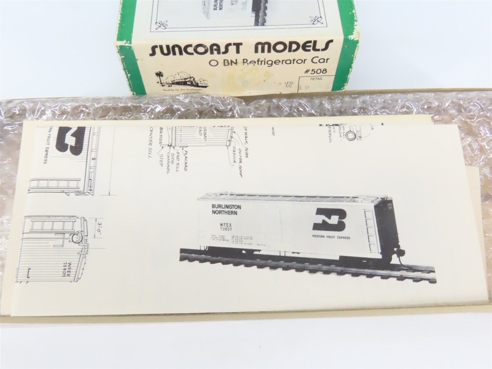 O Scale 2-Rail Suncoast 508 BN Burlington Northern 40' Reefer Car Kit