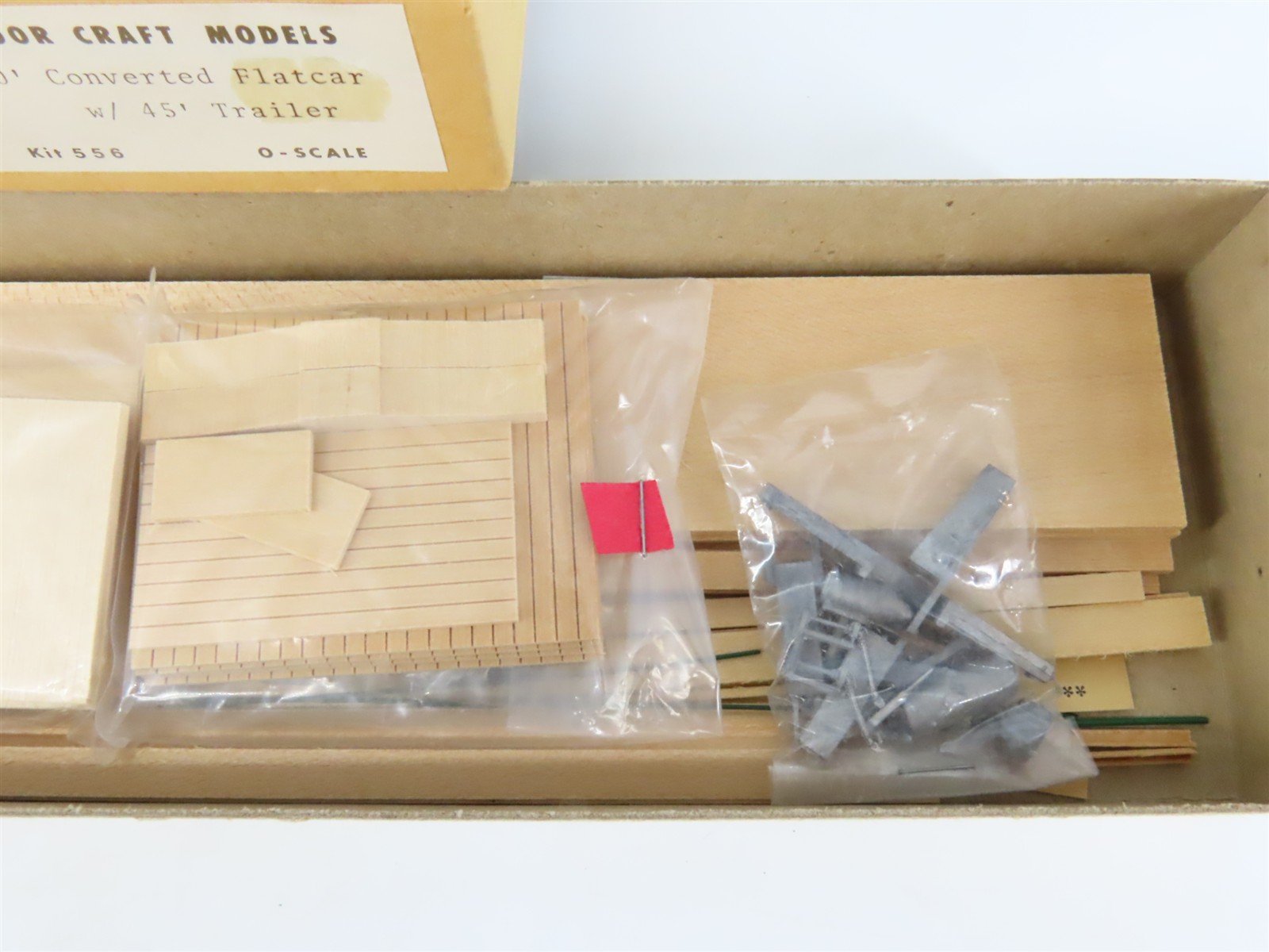 O Scale 2-Rail Gloor Craft 556 50' Converted Flatcar Kit w/45' Trailer Load