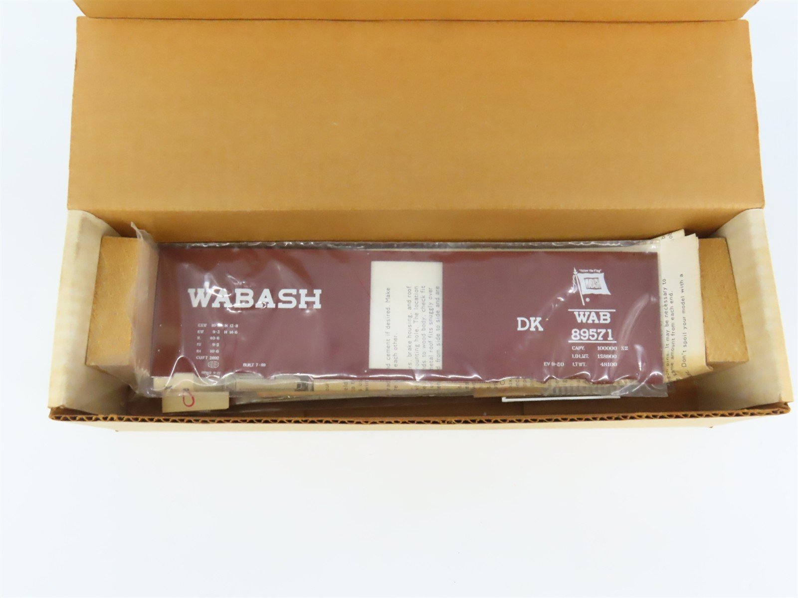 O Scale 2-Rail All-Nation 6622 WAB Wabash 40' Boxcar #89571 Kit