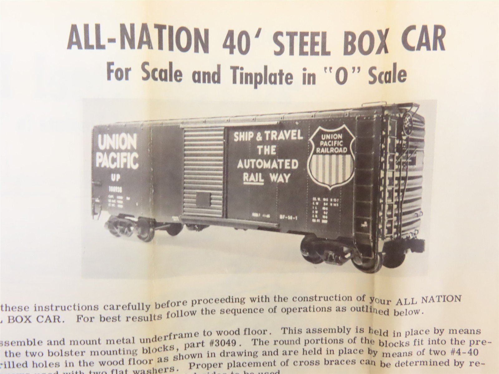 O Scale 2-Rail All-Nation 6618 IC Illinois Central 40' Steel Boxcar #120681 Kit