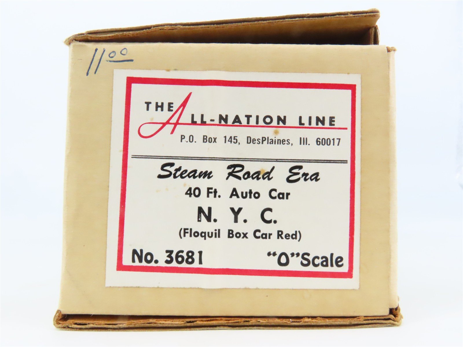O Scale 2-Rail All-Nation 3681 NYC New York Central 40' Auto Boxcar #70006 Kit