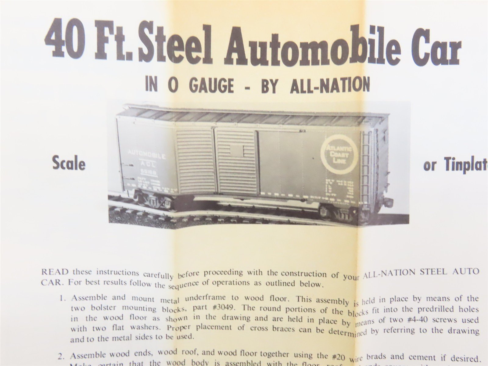 O Scale 2-Rail All-Nation 3681 NYC New York Central 40' Auto Boxcar #70006 Kit