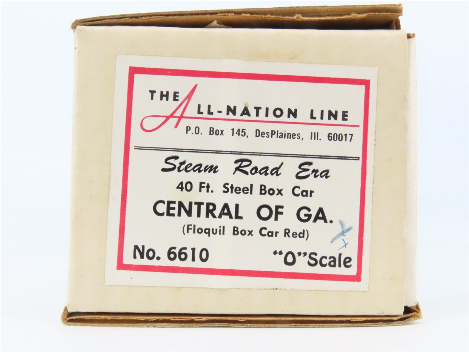 O Scale 2-Rail All-Nation 6610 Central of Georgia 40' Steel Boxcar #7086 Kit