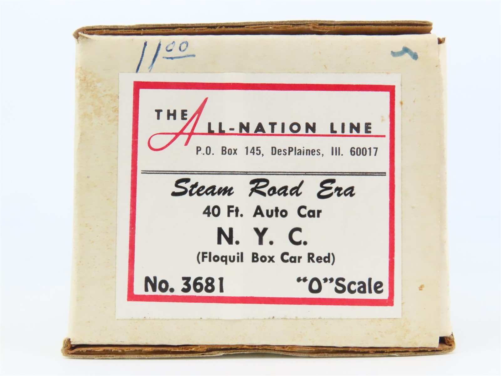 O Scale 2-Rail All-Nation 3681 NYC New York Central 40' Auto Boxcar #70006 Kit