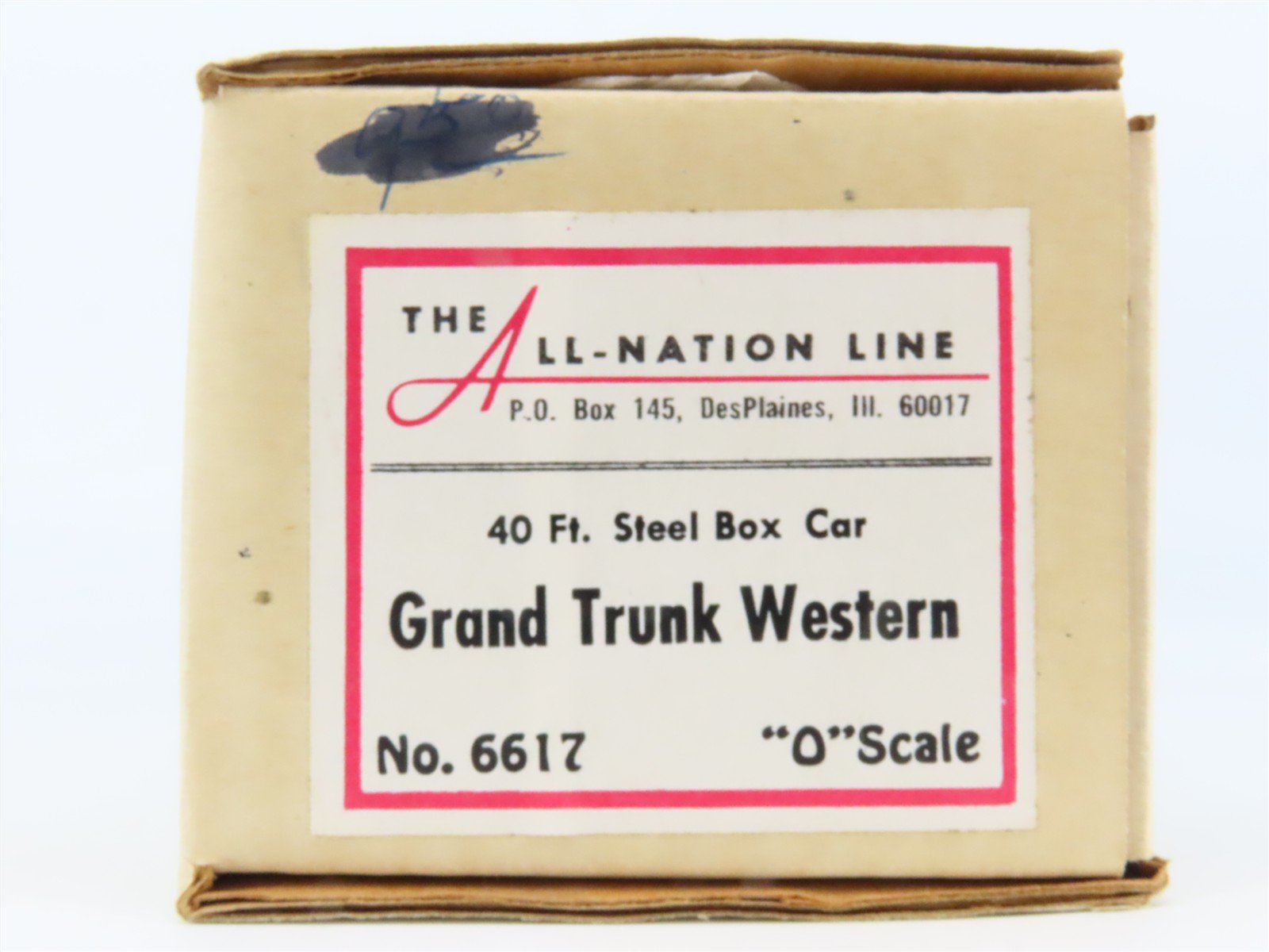 O Scale 2-Rail All-Nation 6617 GTW Grand Trunk Western Boxcar #515001 Kit