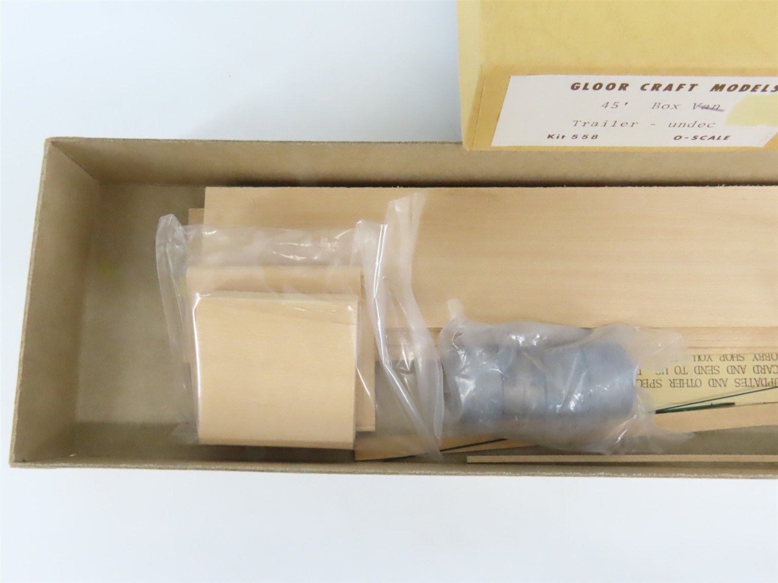 O Scale 2-Rail Gloor Craft 558 Undecorated 45' Box Van Trailer Kit
