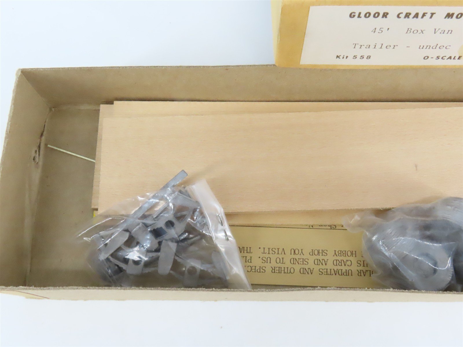 O Scale 2-Rail Gloor Craft 558 Undecorated 45' Box Van Trailer Kit