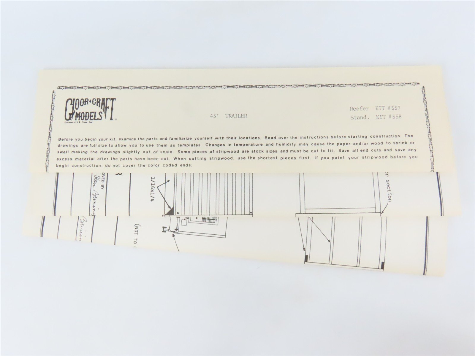 O Scale 2-Rail Gloor Craft 558 Undecorated 45' Box Van Trailer Kit