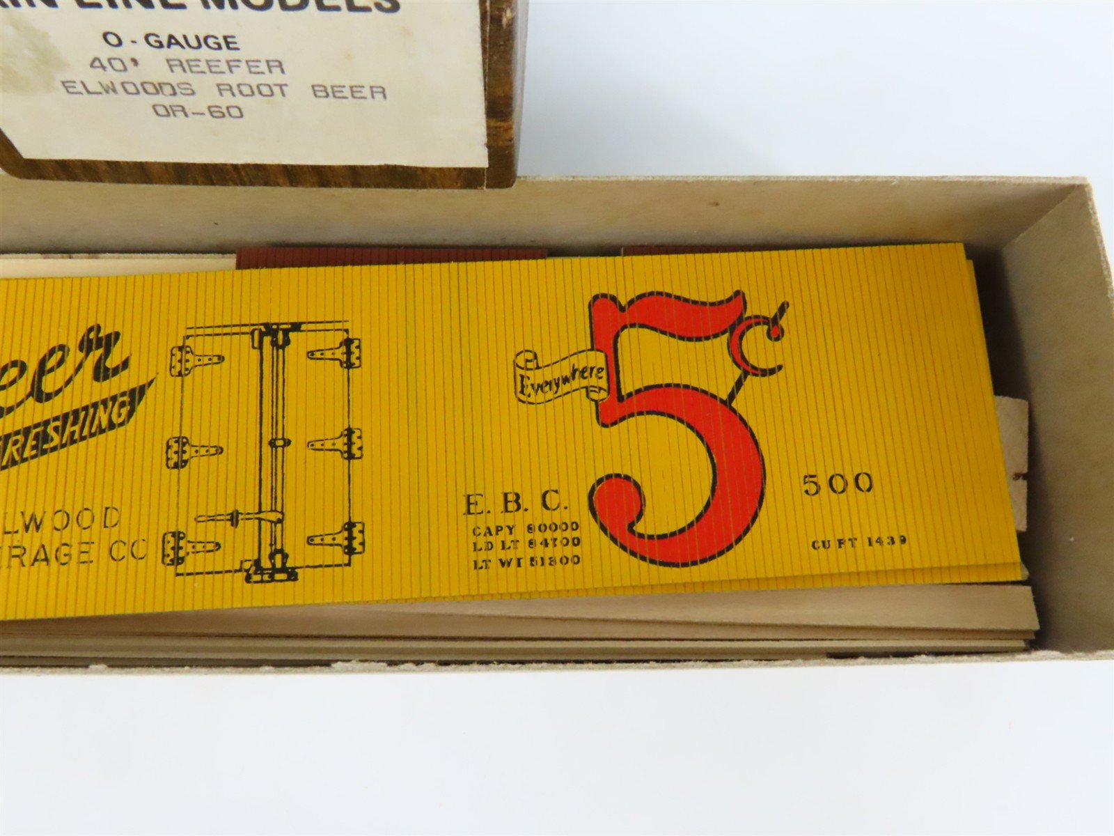 O Scale 2-Rail Mainline OR-60 EBC Root Beer 40' Wood Reefer Car #500 Kit