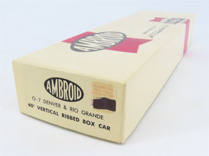 O Scale 2-Rail Ambroid O-7 DRGW Rio Grande 40' Vertical Ribbed Boxcar #67400 Kit