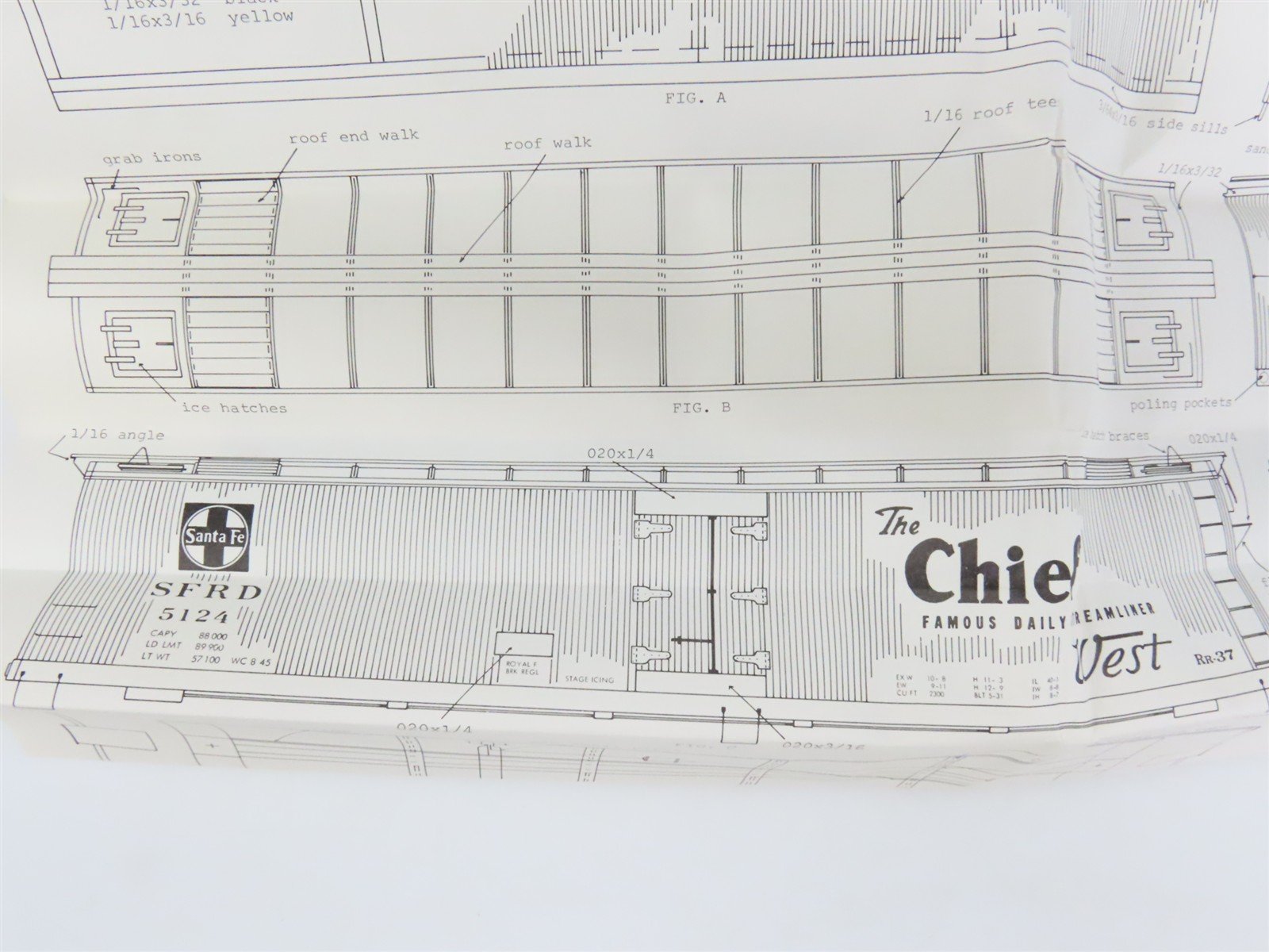 O Scale 2-Rail Ambroid O-8 SFRD Santa Fe 50' Refrigerator Car #5124 Kit