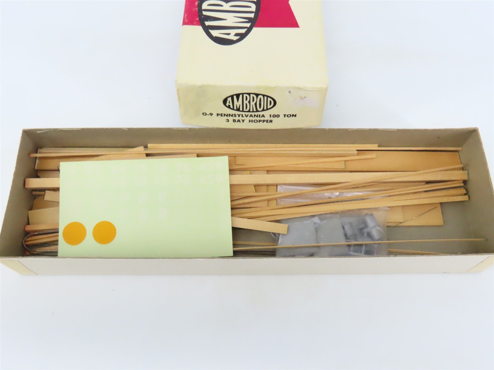 O Scale 2-Rail Ambroid O-9 PRR Pennsylvania 3-Bay Open Hopper Car Kit