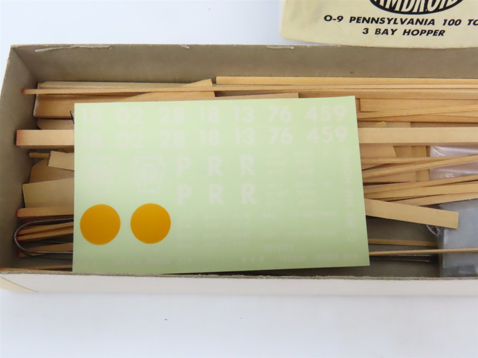 O Scale 2-Rail Ambroid O-9 PRR Pennsylvania 3-Bay Open Hopper Car Kit
