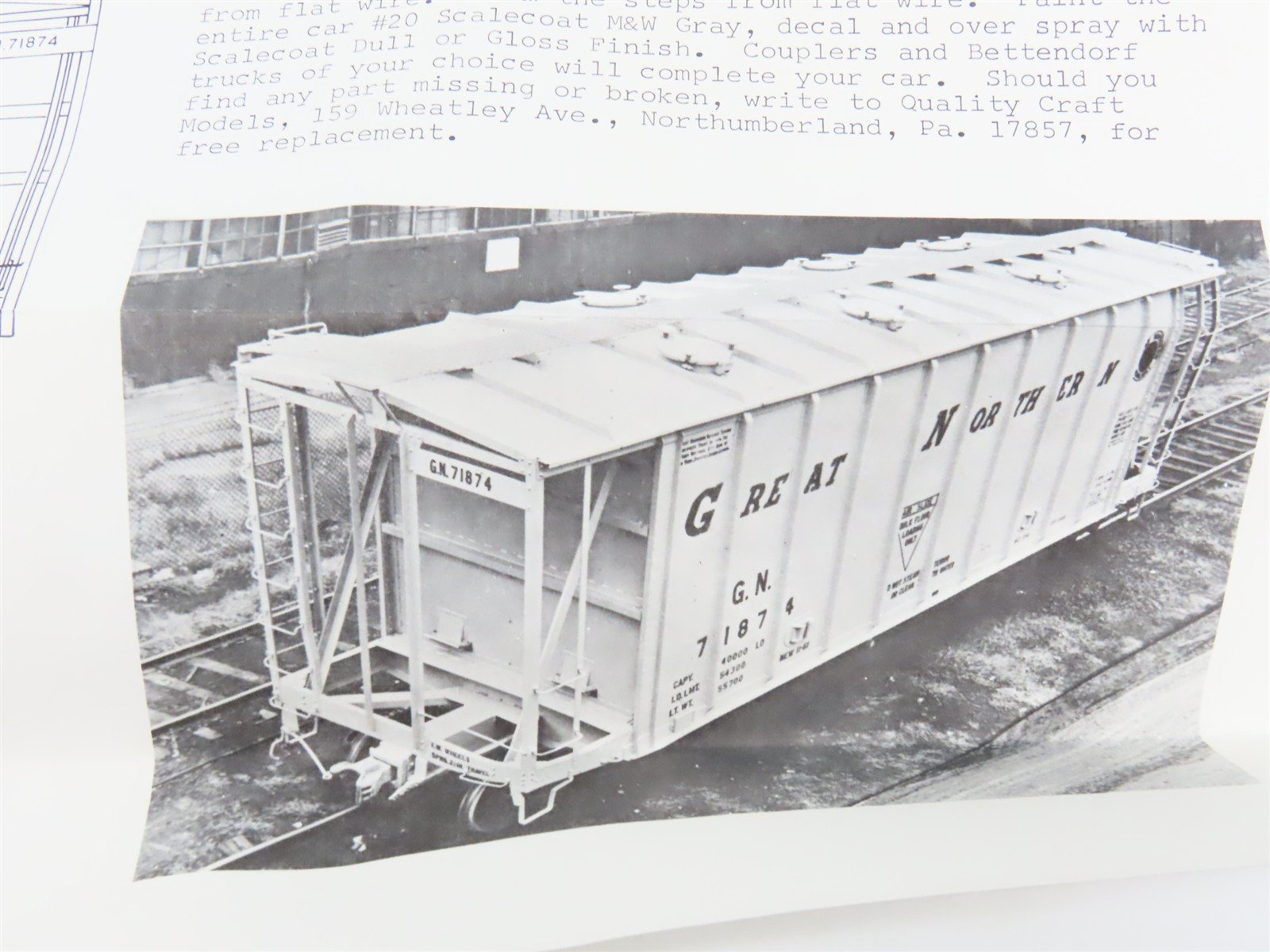 O Scale 2-Rail Ambroid O-11 GN Great Northern Airslide Hopper Car #71847 Kit