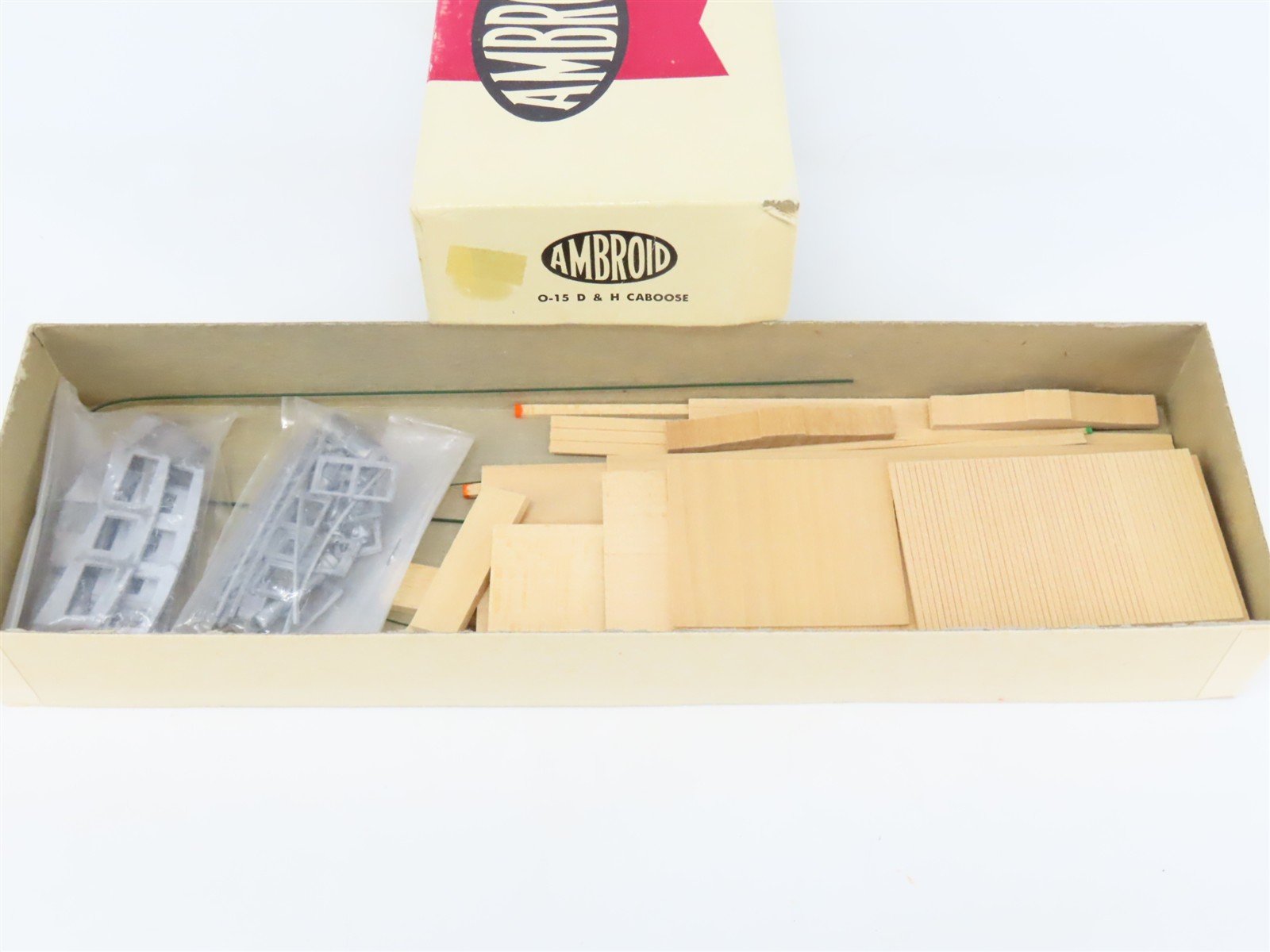 O Scale 2-Rail Ambroid Craftsman Kit #O-15 Undecorated D&H Offset Cupola Caboose