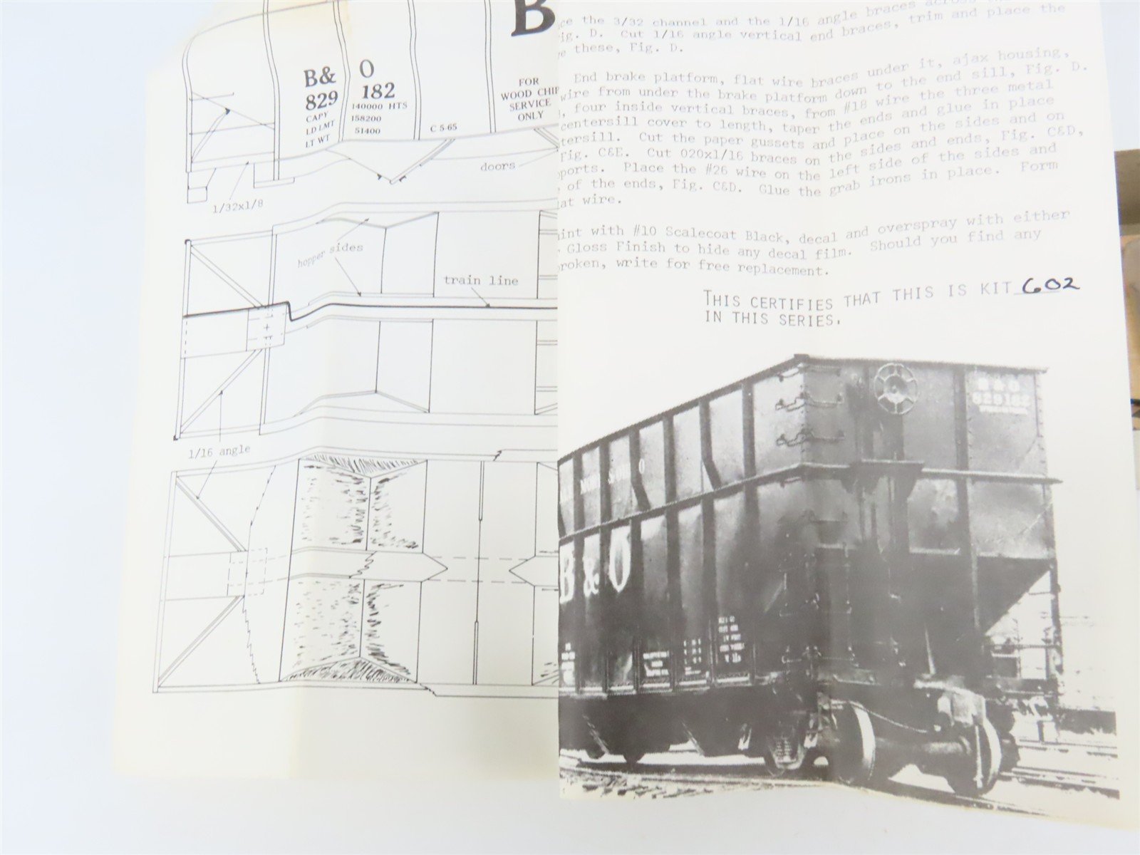 O Scale 2-Rail Ambroid Craftsman Kit #O-25 Undecorated B&O 3-Bay Woodchip Hopper