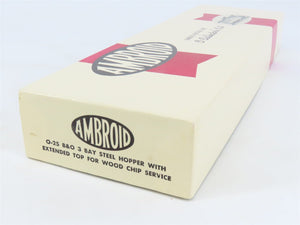 O Scale 2-Rail Ambroid Craftsman Kit #O-25 Undecorated B&O 3-Bay Woodchip Hopper