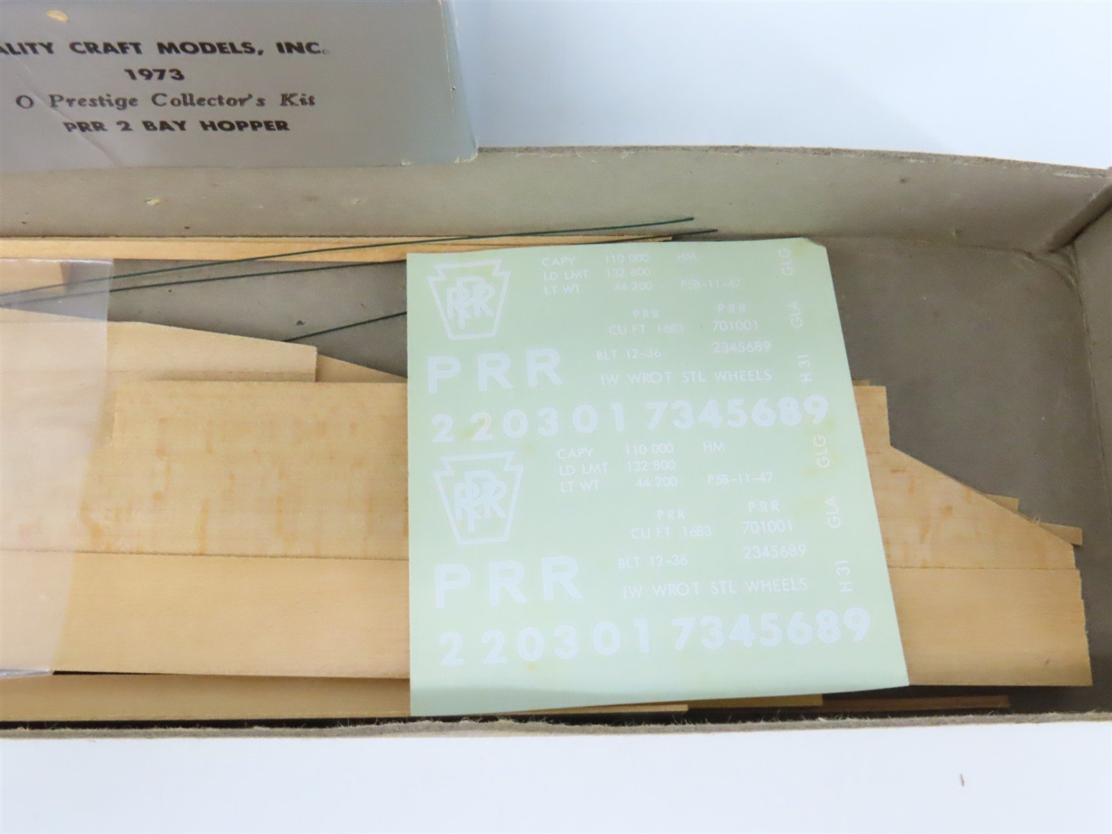 O Scale 2-Rail Quality Craft Craftsman Kit Undecorated PRR 2-Bay Open Hopper