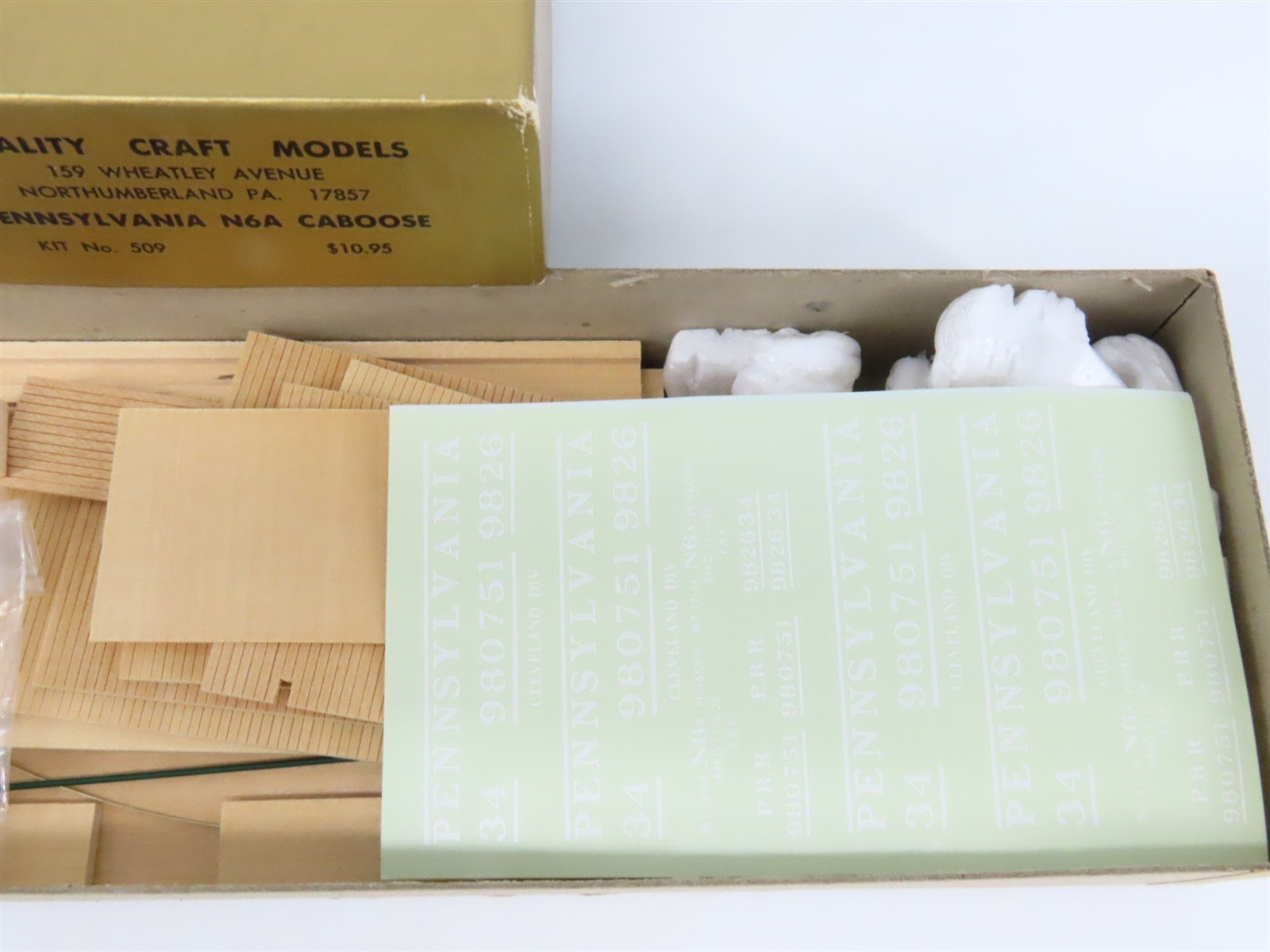 O Scale 2-Rail Quality Craft Craftsman Kit #509 Undecorated PRR N6A Caboose