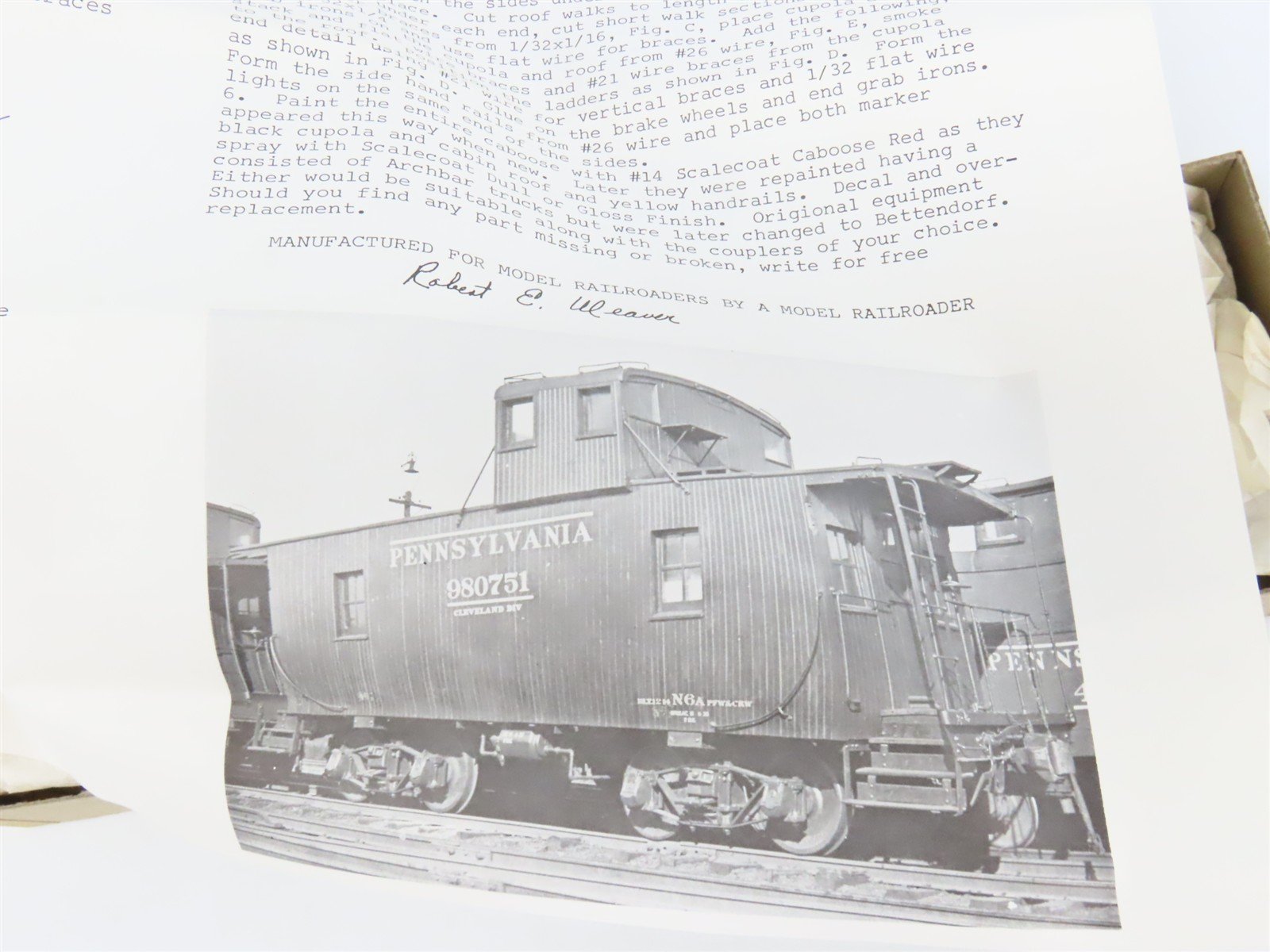 O Scale 2-Rail Quality Craft Craftsman Kit #509 Undecorated PRR N6A Caboose