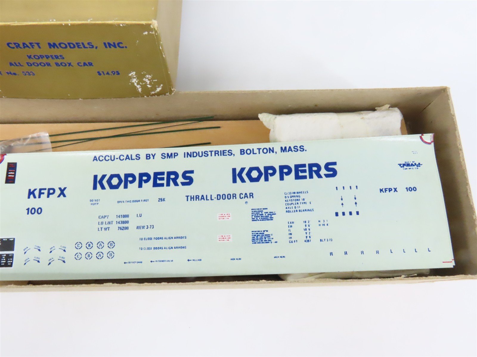 O 2-Rail Quality Craft Craftsman Kit #533 Undecorated Koppers All-Door Box Car