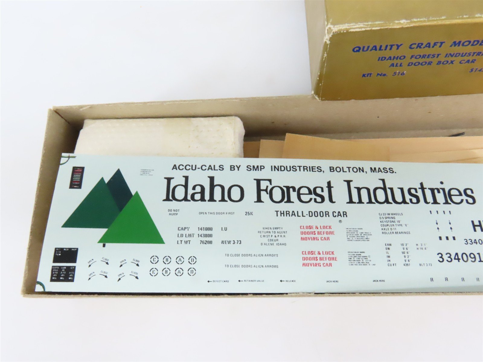 O Scale 2-Rail Quality Craft Kit #516 Undecorated Idaho Forest All-Door Box Car
