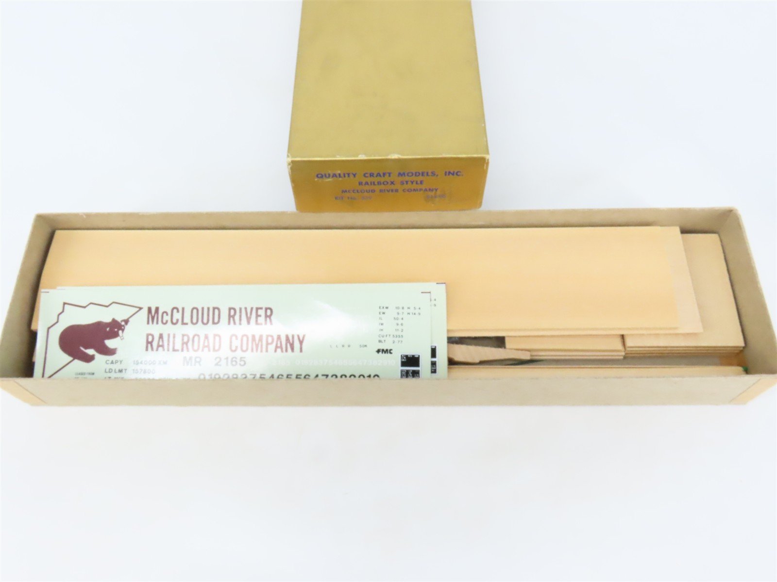 O 2-Rail Quality Craft Kit #539 Undecorated McCloud River Railbox-Style Box Car