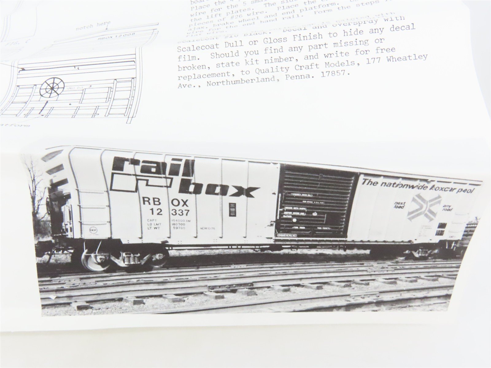 O 2-Rail Quality Craft Kit #539 Undecorated McCloud River Railbox-Style Box Car