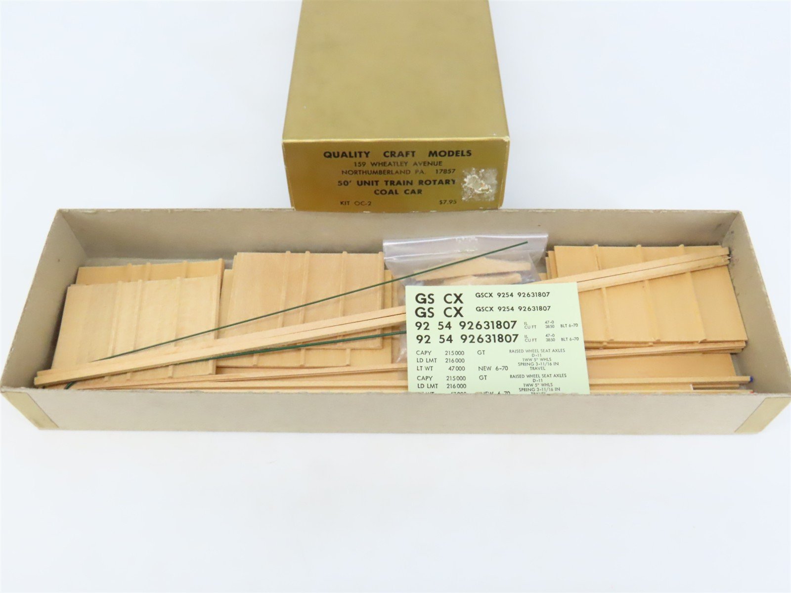 O 2-Rail Quality Craft Kit #OC-2 Undecorated GSCX 50' Unit Train Rotary Coal Car
