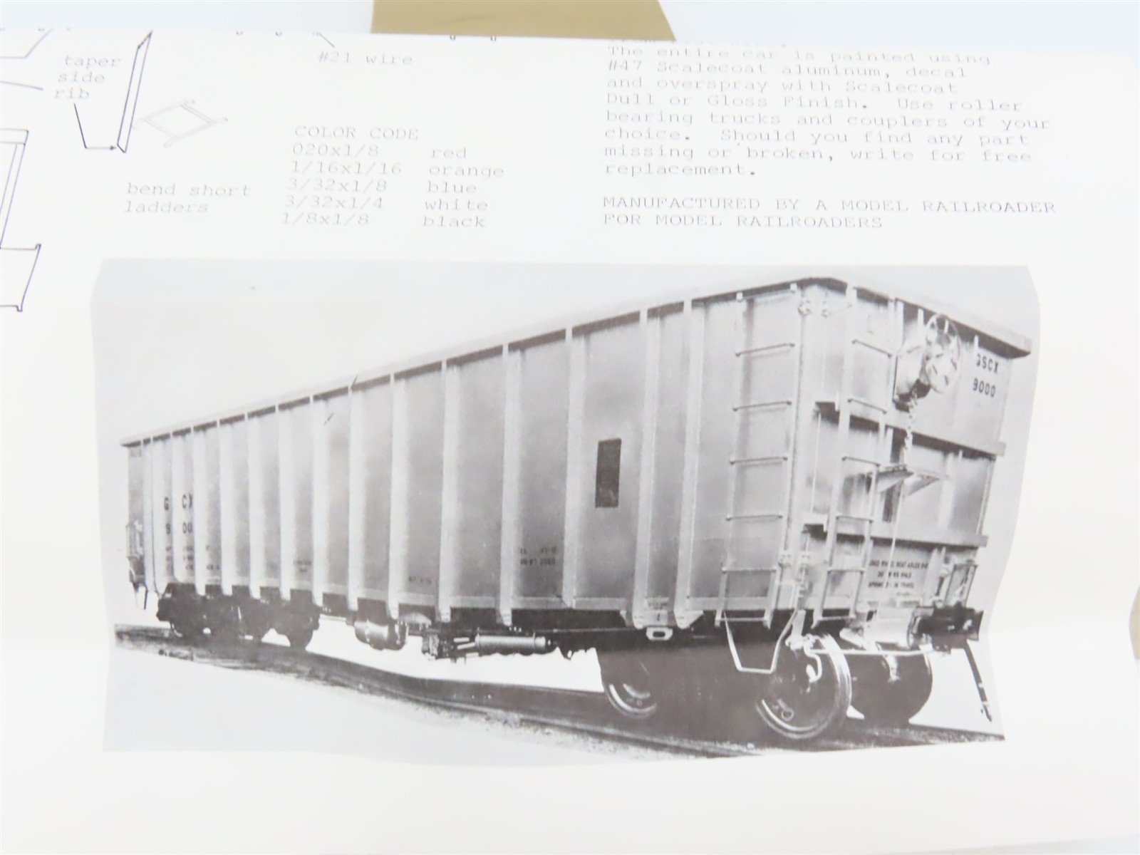 O 2-Rail Quality Craft Kit #OC-2 Undecorated GSCX 50' Unit Train Rotary Coal Car
