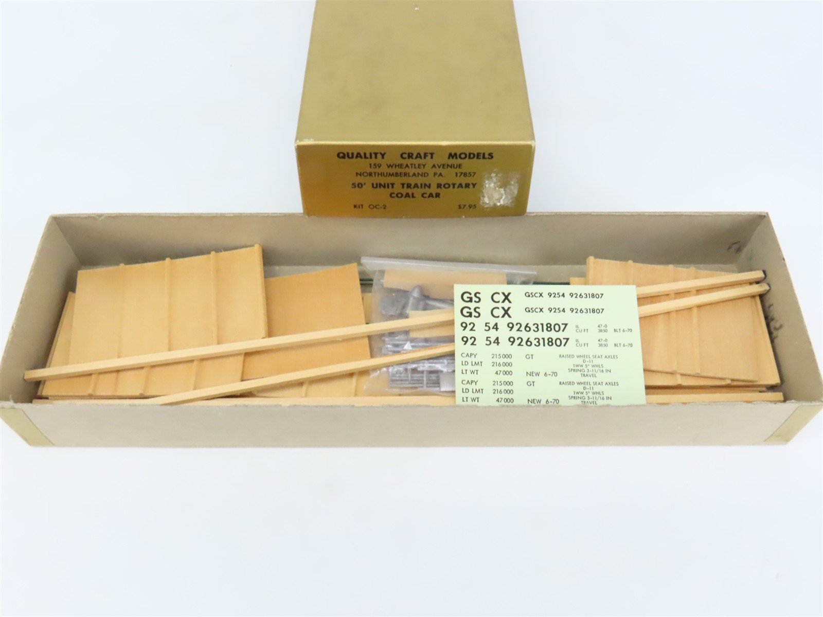 O 2-Rail Quality Craft Kit #OC-2 Undecorated GSCX 50' Unit Train Rotary Coal Car