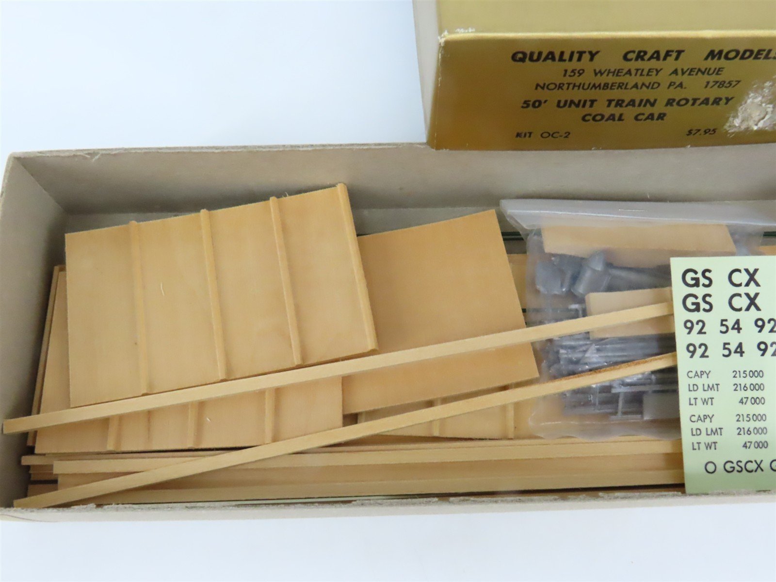 O 2-Rail Quality Craft Kit #OC-2 Undecorated GSCX 50' Unit Train Rotary Coal Car