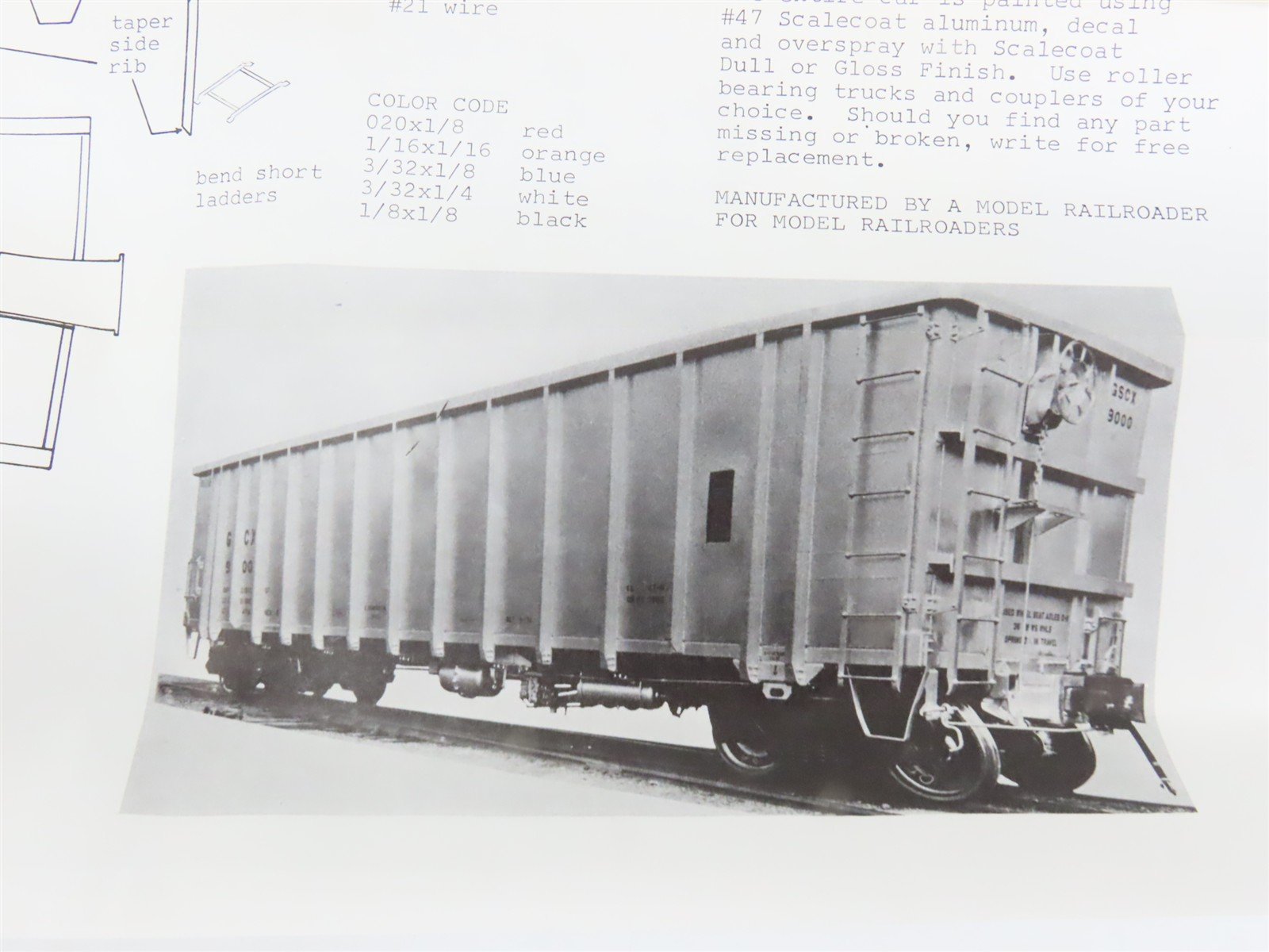 O 2-Rail Quality Craft Kit #OC-2 Undecorated GSCX 50' Unit Train Rotary Coal Car