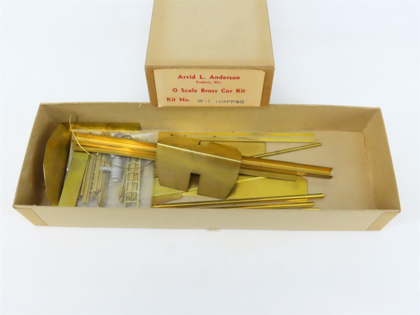 O 2-Rail Arvid L. Anderson BRASS Kit #W-1 Undecorated 2-Bay Peak-End Open Hopper