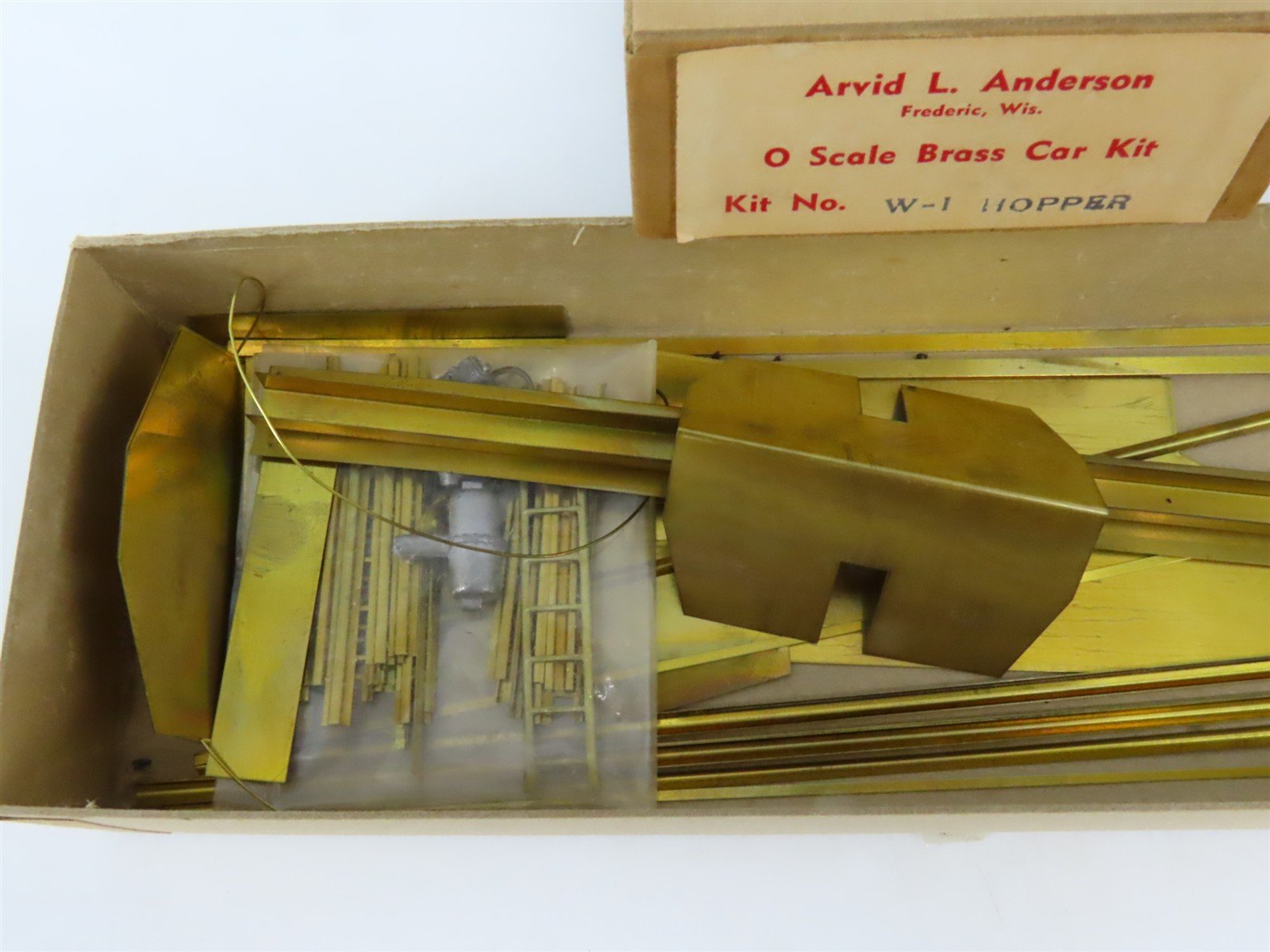 O 2-Rail Arvid L. Anderson BRASS Kit #W-1 Undecorated 2-Bay Peak-End Open Hopper